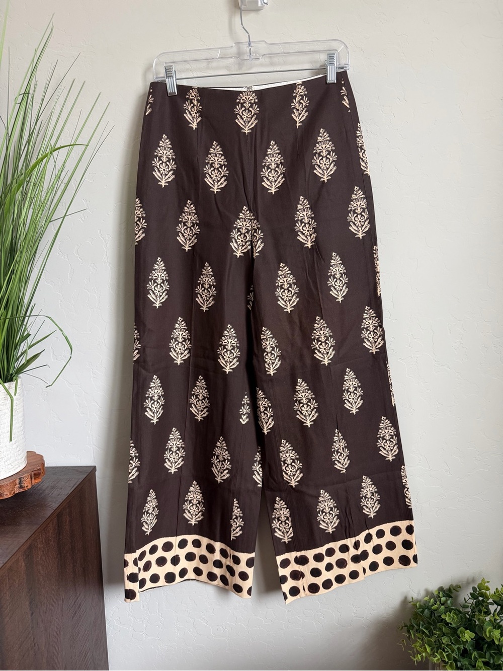 J.Crew Rori Wide-Leg Pant in Cocoa Block Print NWT Size 4
